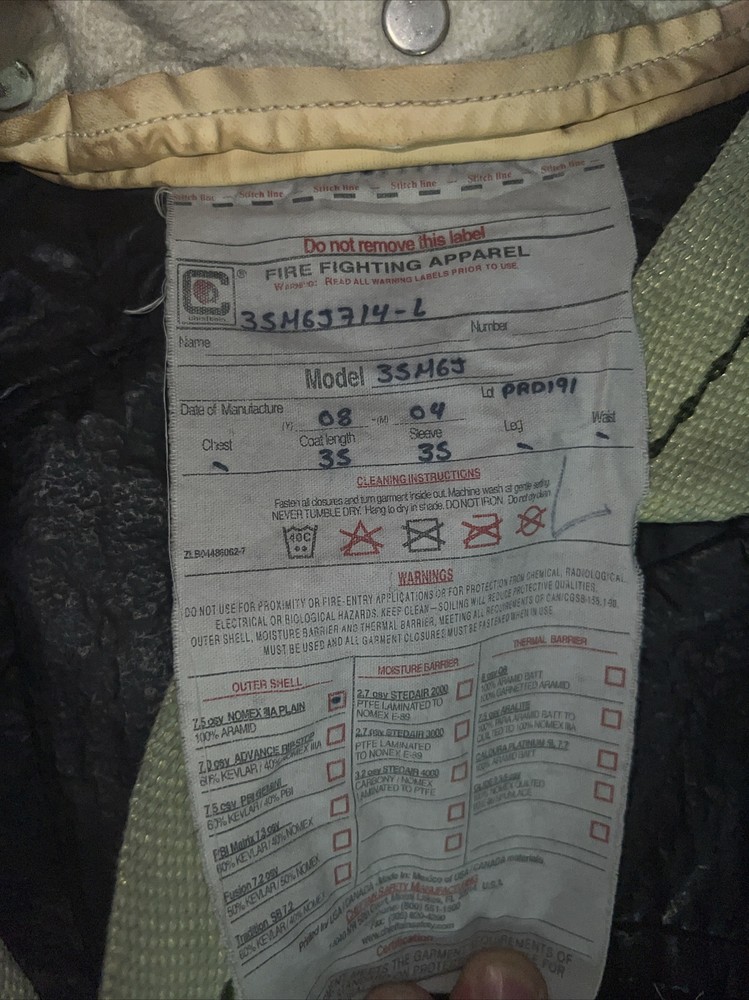 Stedair 3000 Firefighter Coat Medium Black Chieftain Fire-Dex 35M6J