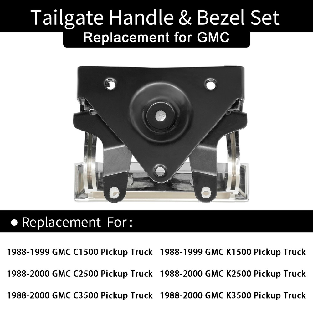 Chrome Tailgate Handle & Plastic Bezel Set for 1998-2000 GMC C/K 1500 2500 3500