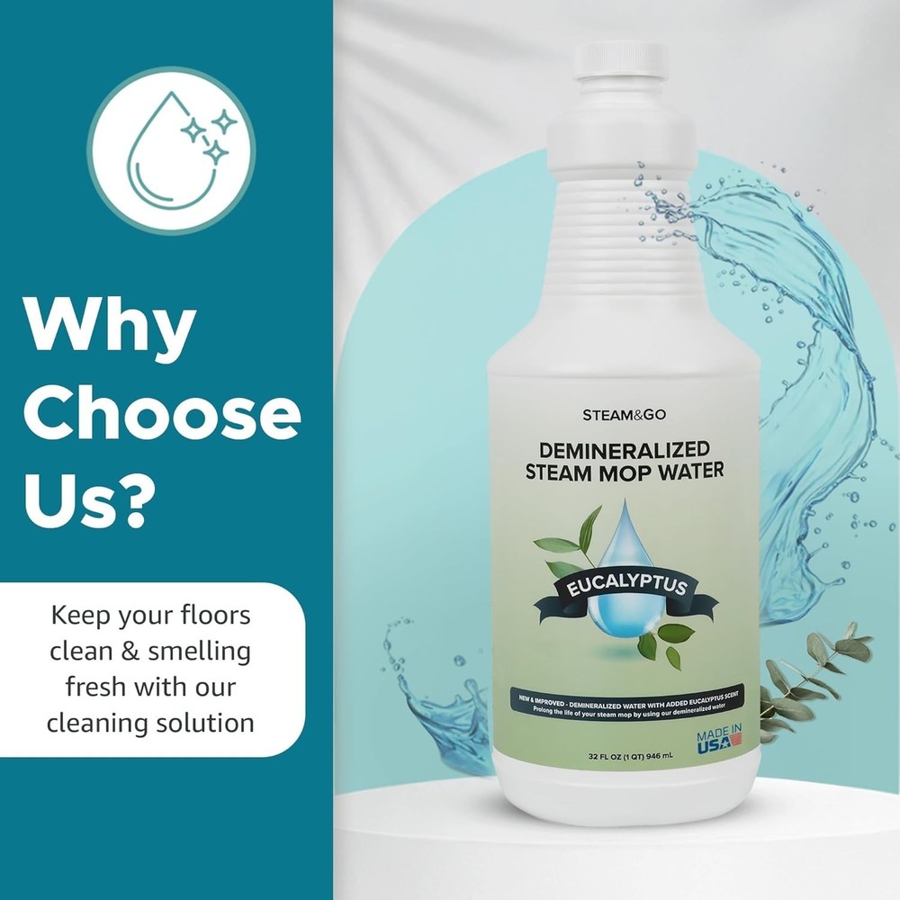 Eucalyptus Mint Steam Cleaning Solution - Residue Free, 32 oz for Multi-Surfaces