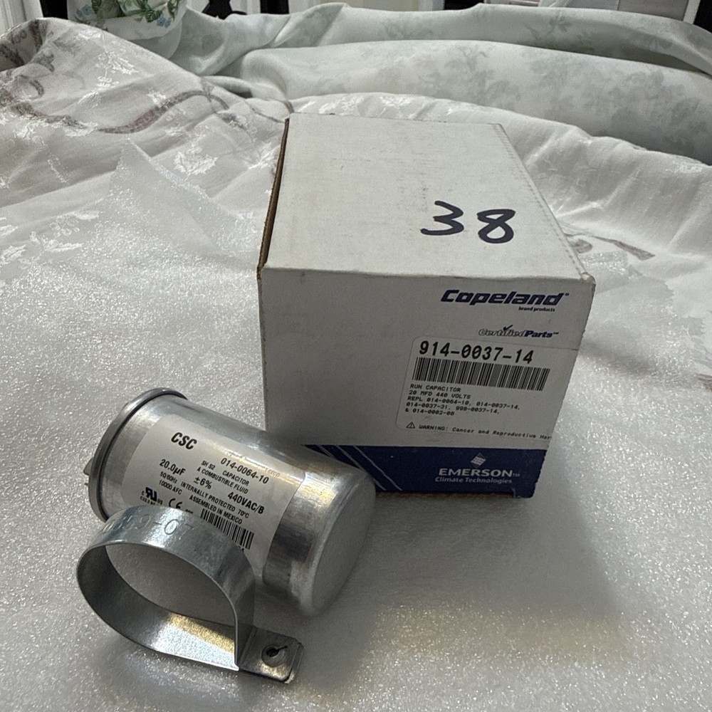 GENUINE Emerson Copeland 914-0037-14 Run Capacitor, 20 MFD, 400V