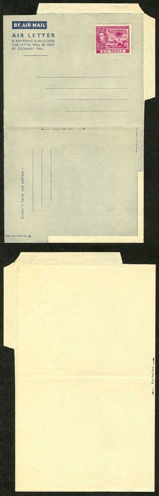 Gambia KGVI 6d Airmail Lettersheet