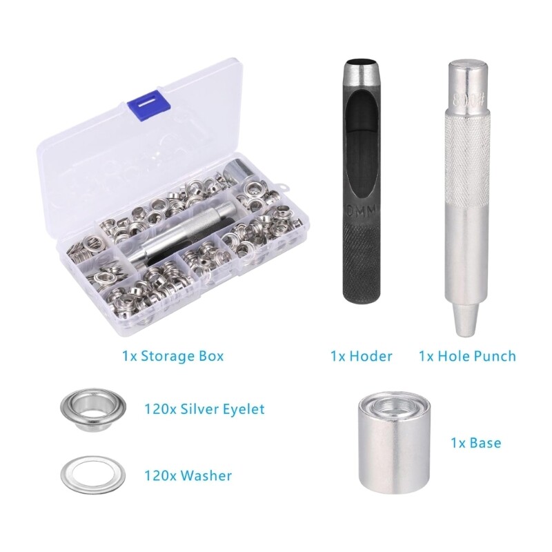 120 Sets Grommet Tool Kits Grommets Eyelets Kits Grommet Setting Tool for Fabric