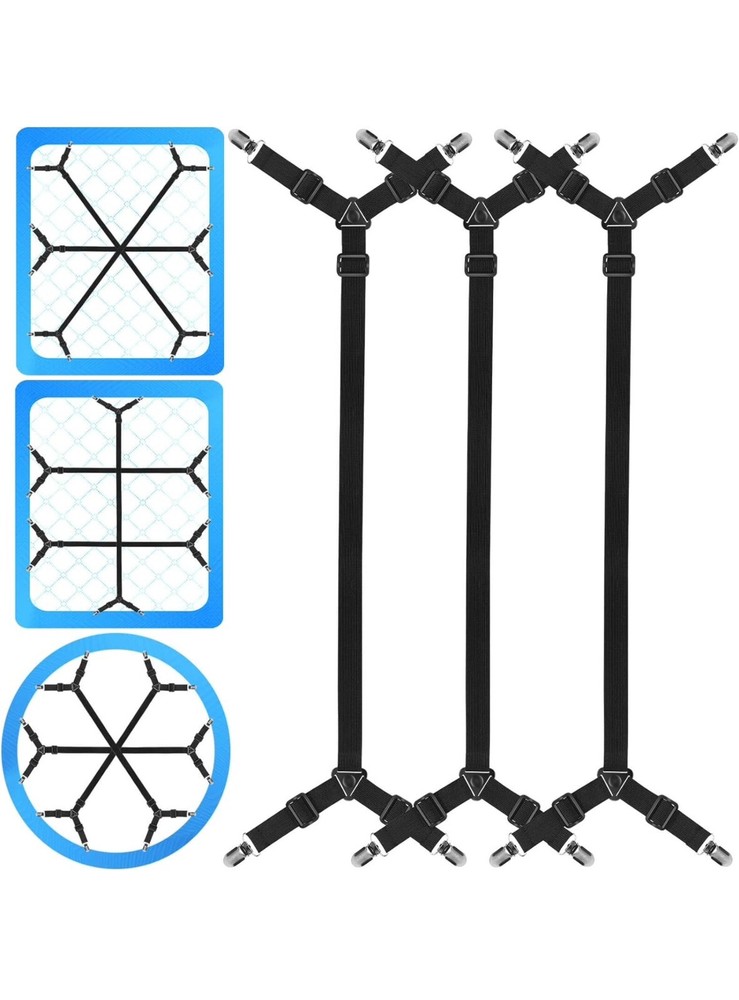 6 Pcs Tuyeabc Bed Sheet Holder Straps, Triangle Adjustable Elastic Fitted Clips