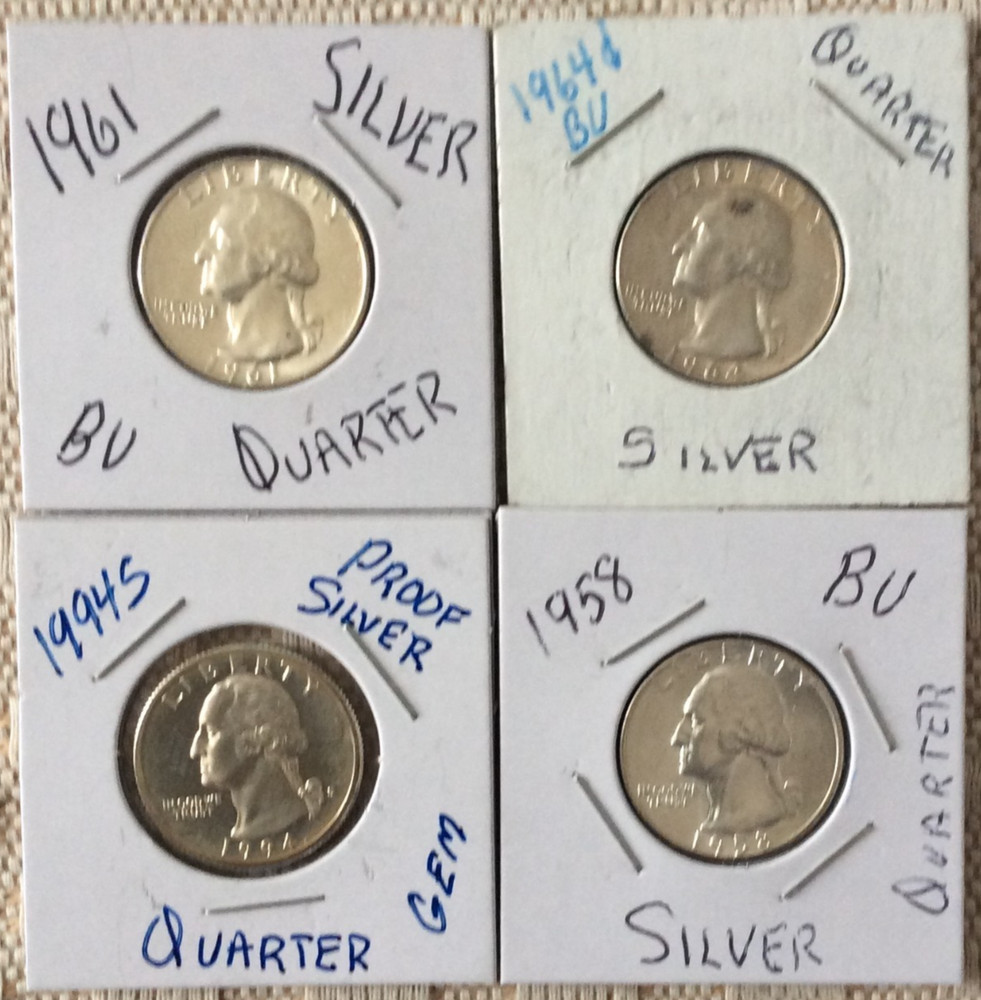 14 Coins Silver & Clad Mixed. Uncirculated. 5 Vintage Stamps,2 Foreign Note.