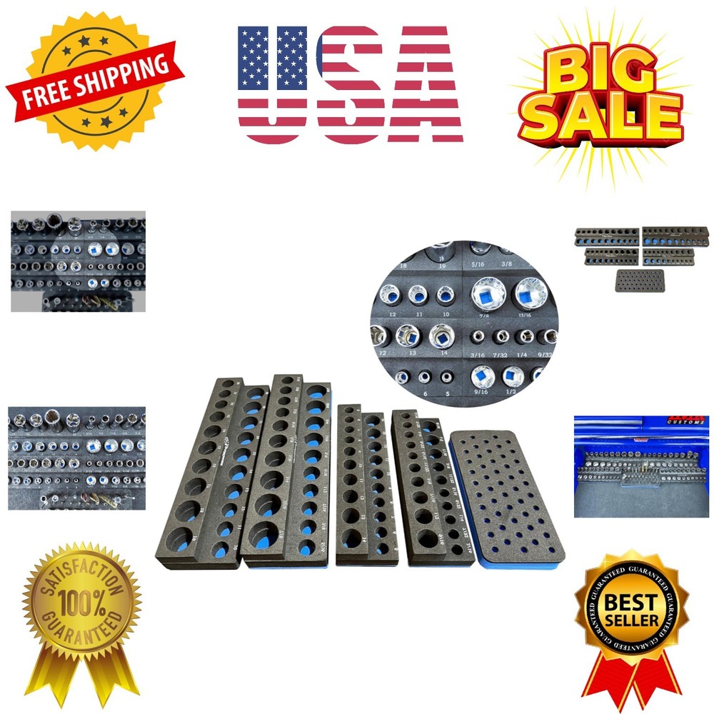 ToolGear Socket Organizer - Easy to Read Size labels. Holds 80 sockets,50 hex...