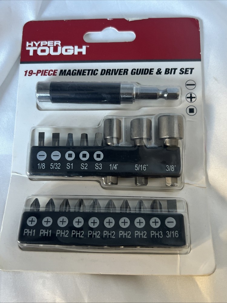 Hyper Tough 19-Piece 1/4" MAGNETIC DRIVER GUIDE & BIT SET Quick-Connect