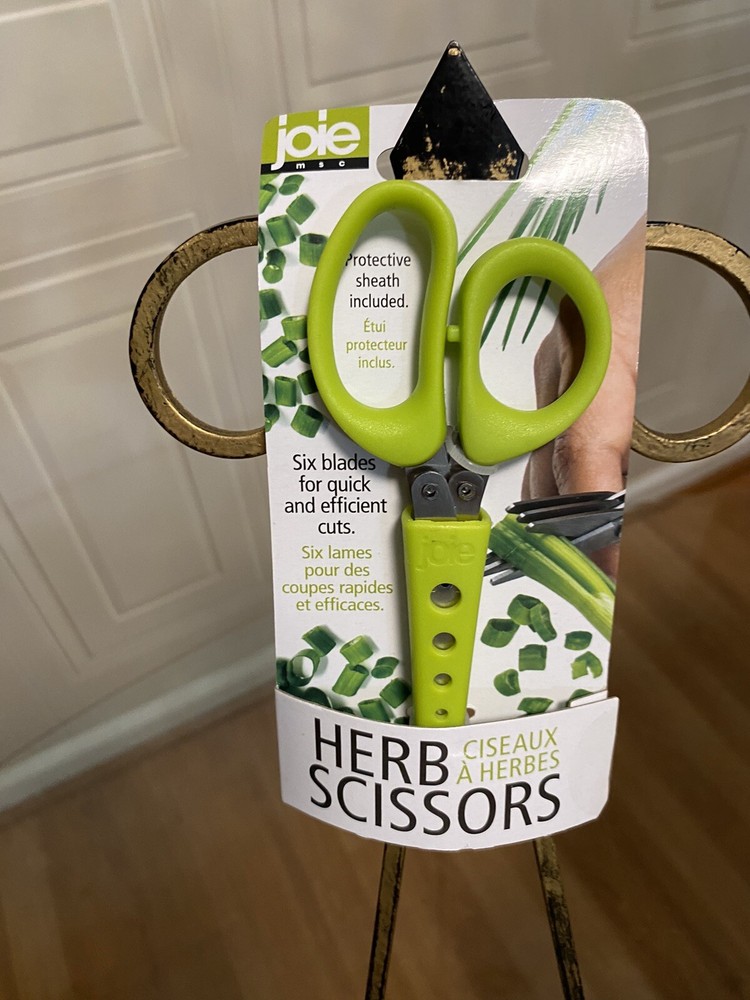 Joie Herb Scissors 6 Blade & Protective Sheath & Leaf Stripper Kitchen Scissors