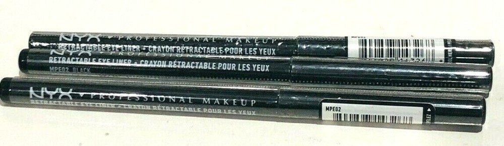 NYX PROFESSIONAL MAKEUP RETRACTABLE 3 BLACK EYELINER ( DON'T NEED SHARPENER)