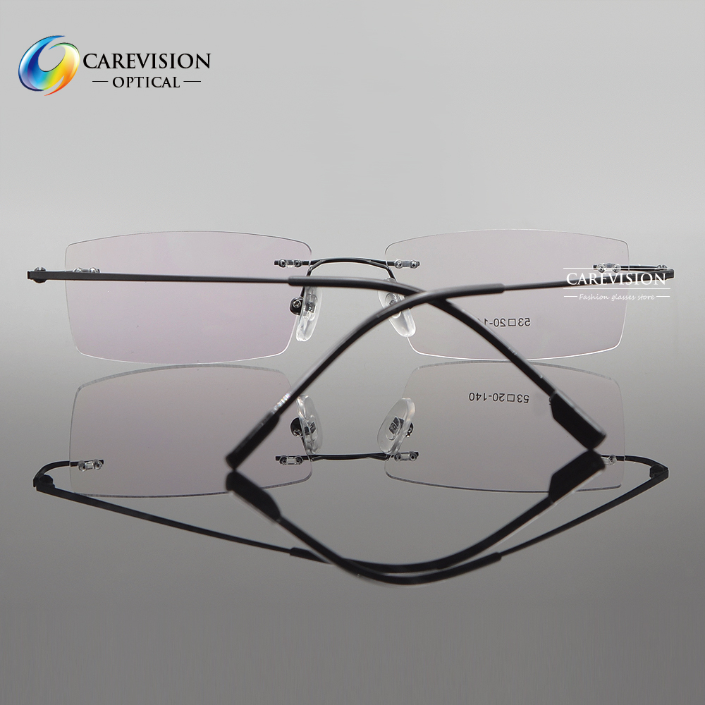 Unisex Memory Titanium Alloy Rimless Eyeglasses Frames Rectangle Glasses RX Able