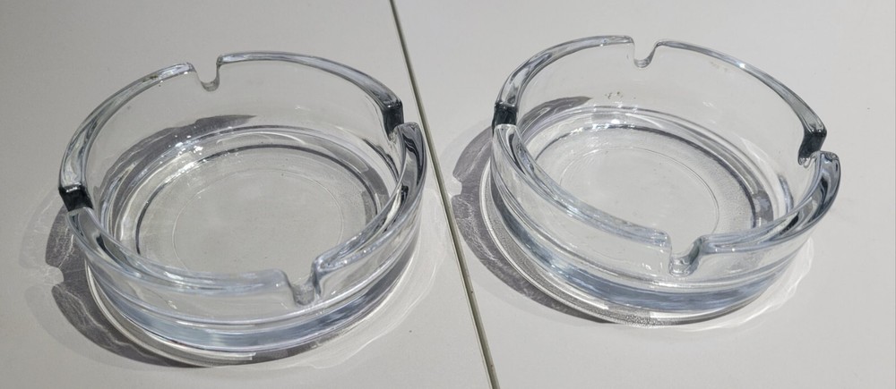 Set of Two Clear Ashtrays 4,25"