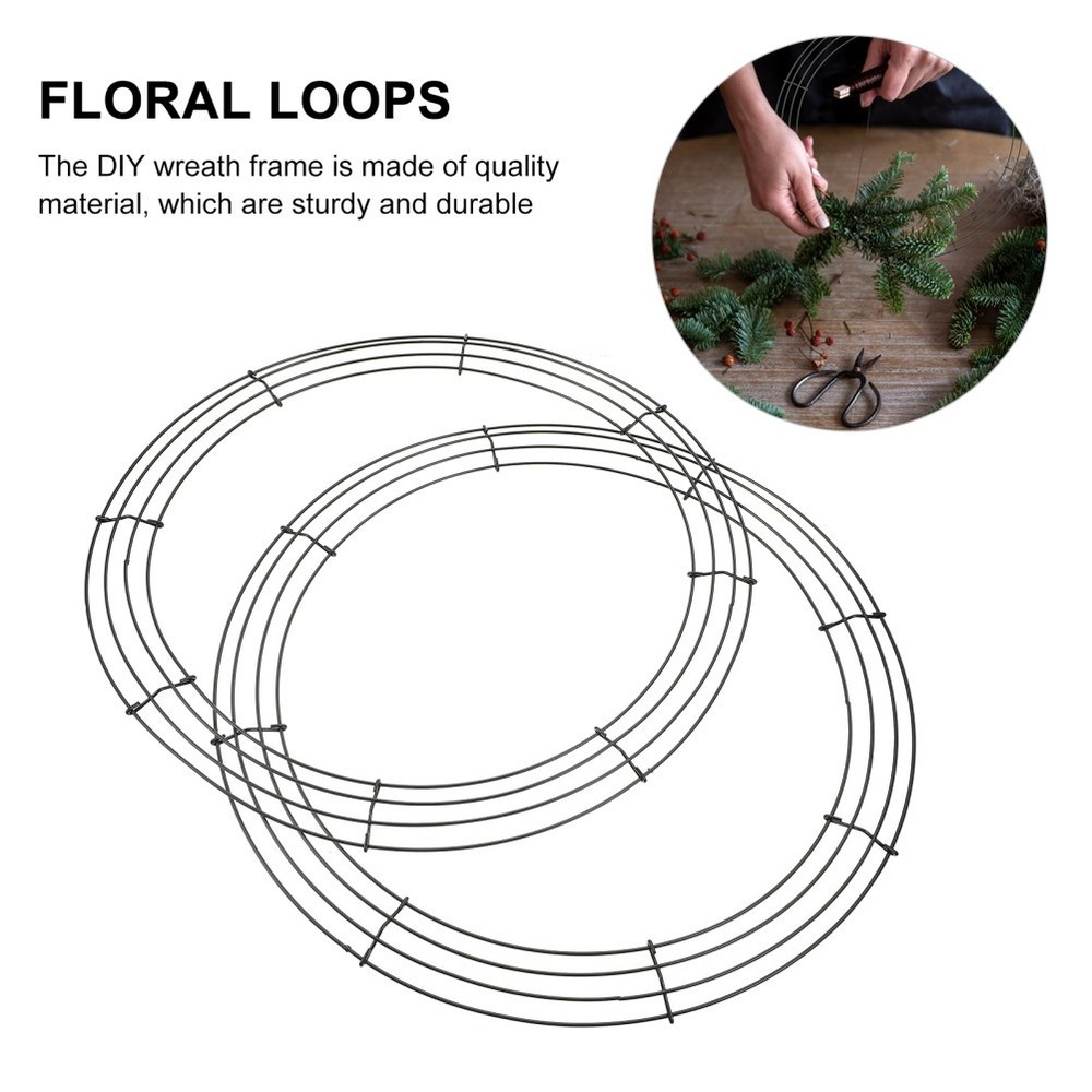 2 Pcs Round Wreath Making Ring Wire Forms Floral Metal Hoop Frame