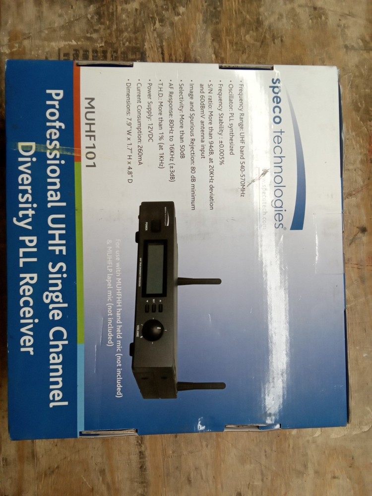 Speco Technologies Muhf101 Microphone Receiver, Wireless, Lcd