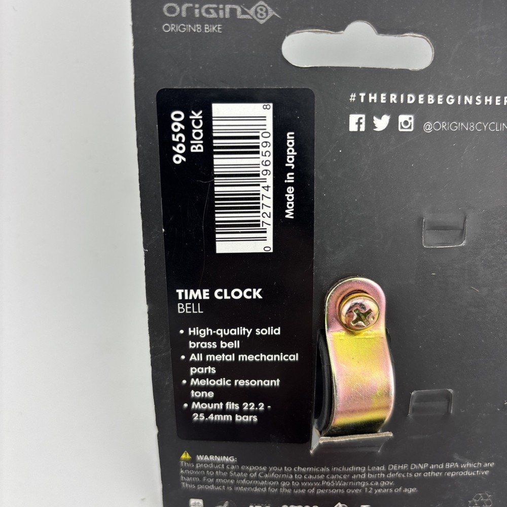 Origin8 Time Clock Bell Black Mallet High-Quality Solid Brass Bell