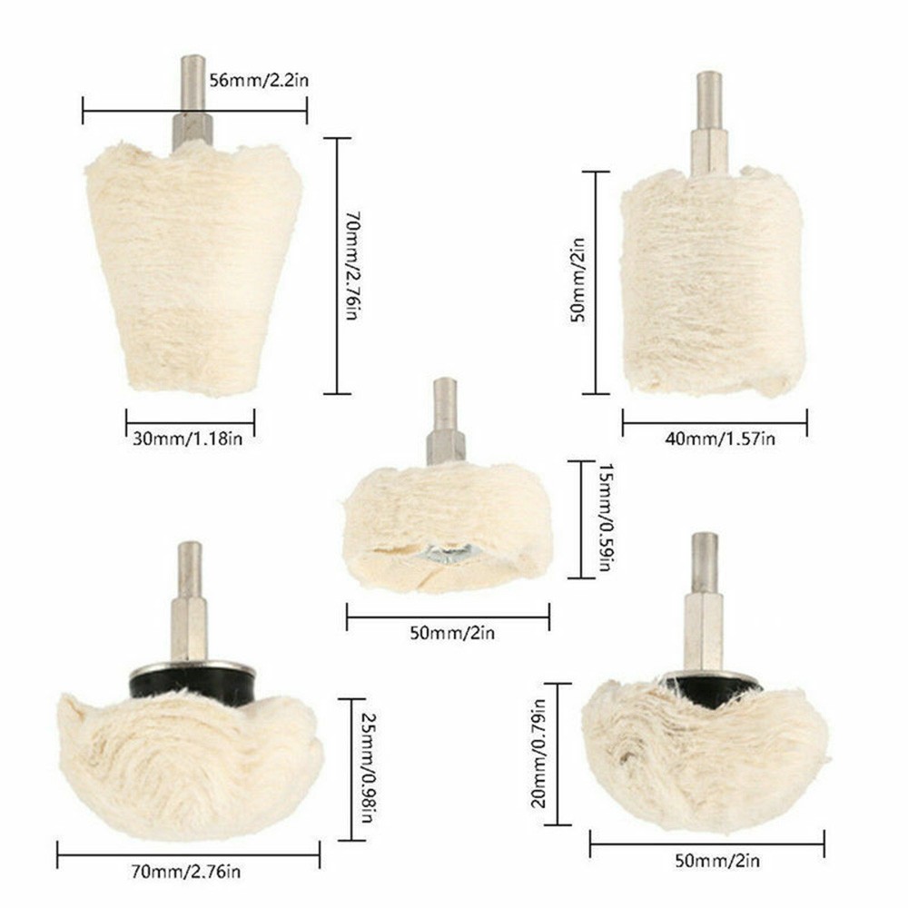 5X Polishing Pad Kit for Drill Buffer Wheels 6MM Shank Professional Grade