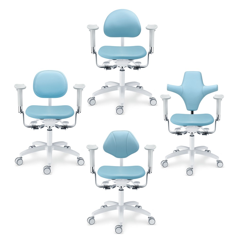 Microscope Doctor's Chair Adjustable Dental Stool with Armrest Skin Feel Leather