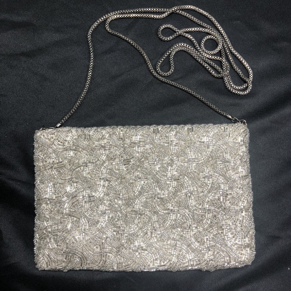 La Regale Beaded Purse Vintage Silver