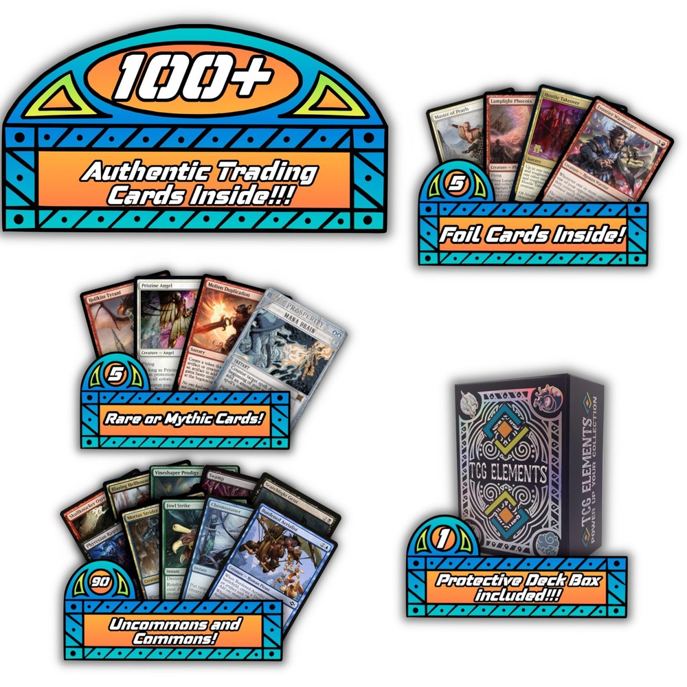 TCG Elements | Magic The Gathering 100 Standard Trading Card Size, Multicolor