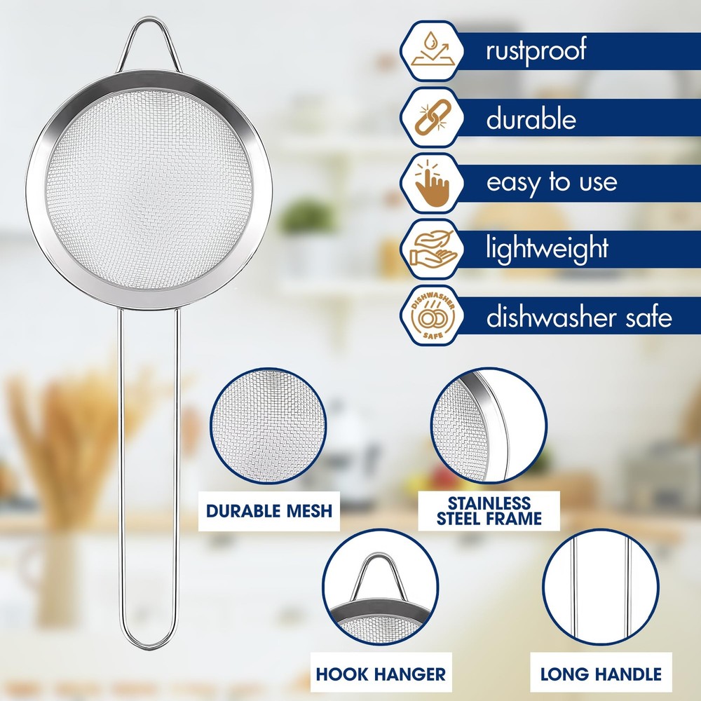 Mesh Cocktail Strainer - 9 Inches Mini Mesh Strainer with Handle, Durable and...