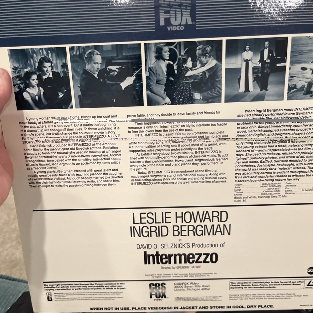 Intermezzo Laserdisc LD Nice Shape (bin 3)
