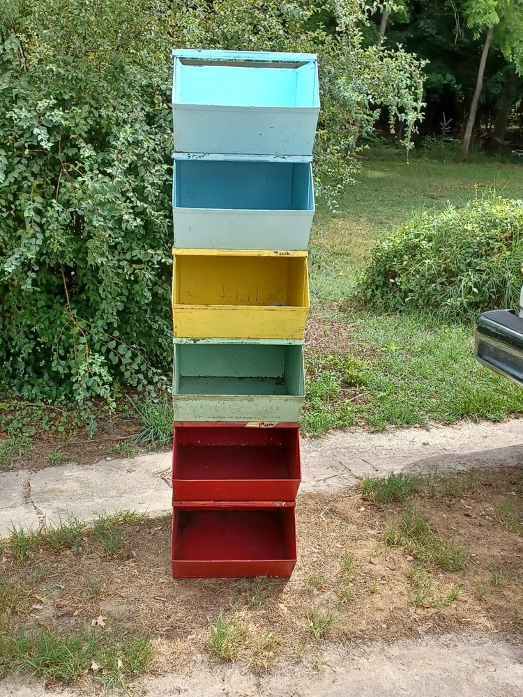 1 Vintage Stackable metal Storage bin large Parts Bin#5 stackbin corp 12 avail.