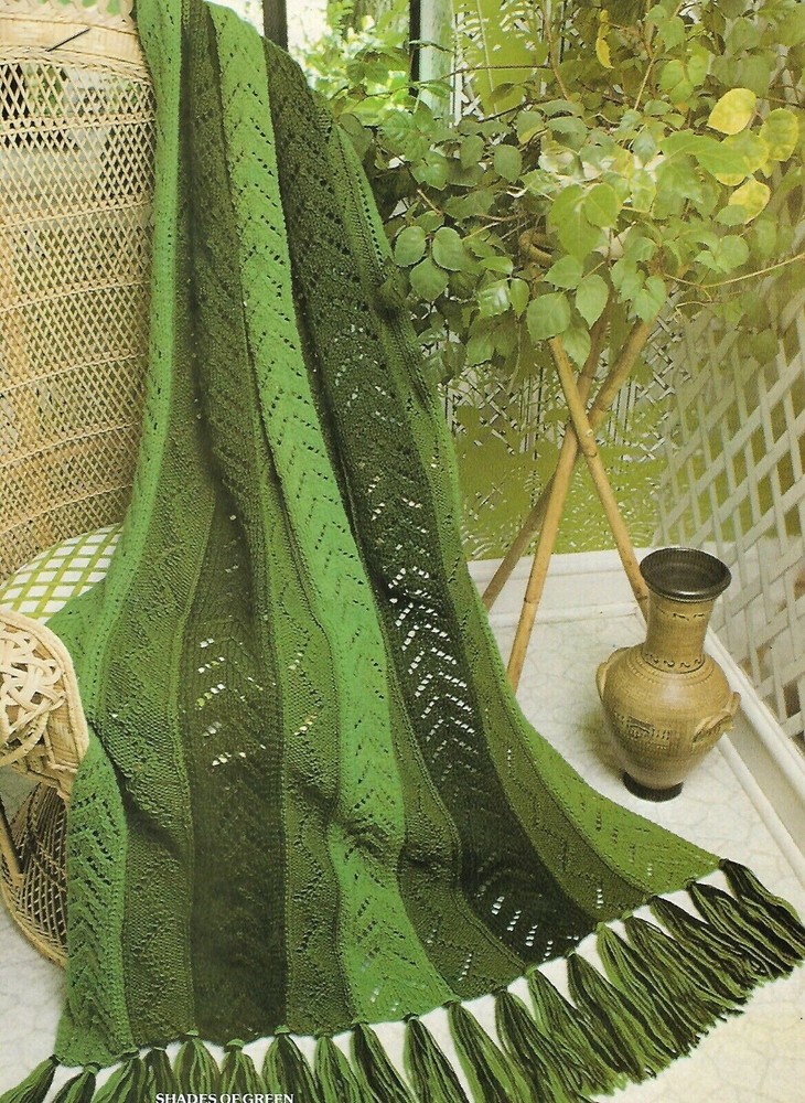 Shades of Green Afghan knitting PATTERN INSTRUCTIONS