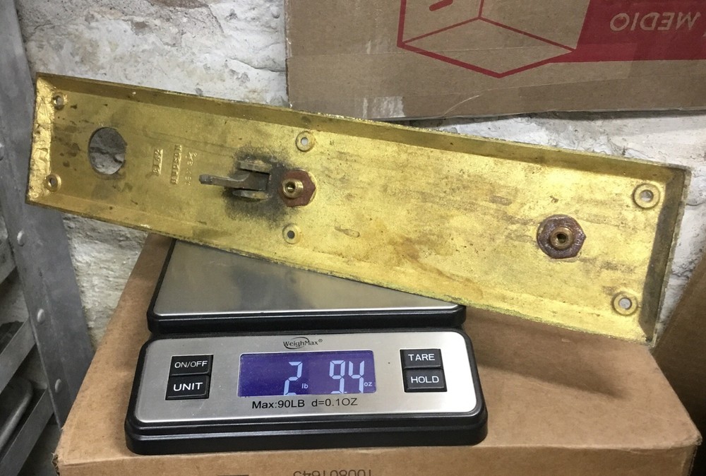 Vintage Hudson 16’’ Solid Brass/Bronze? Entry Door Pull with Thumb Latch…..[EC8]