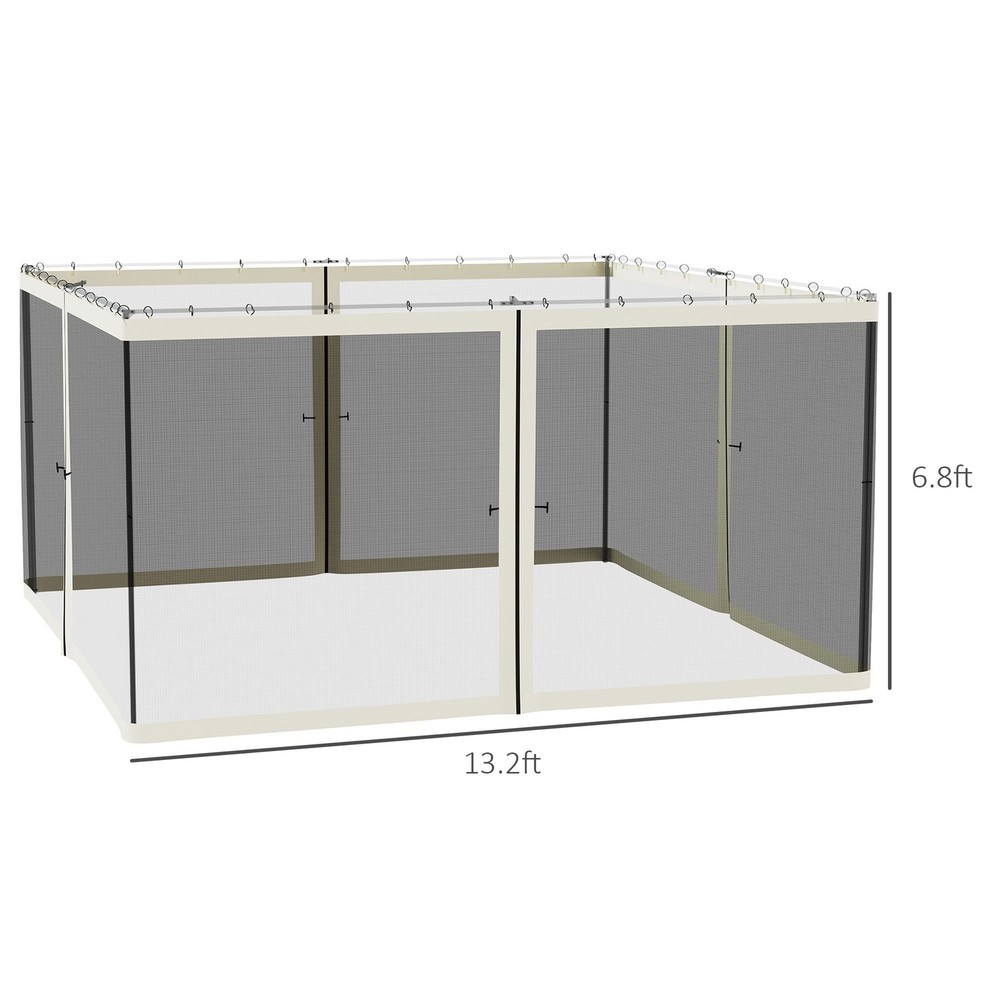 13.1' Square Gazebo Sidewalls – Black Mesh Net, Zip Closure, Polyester