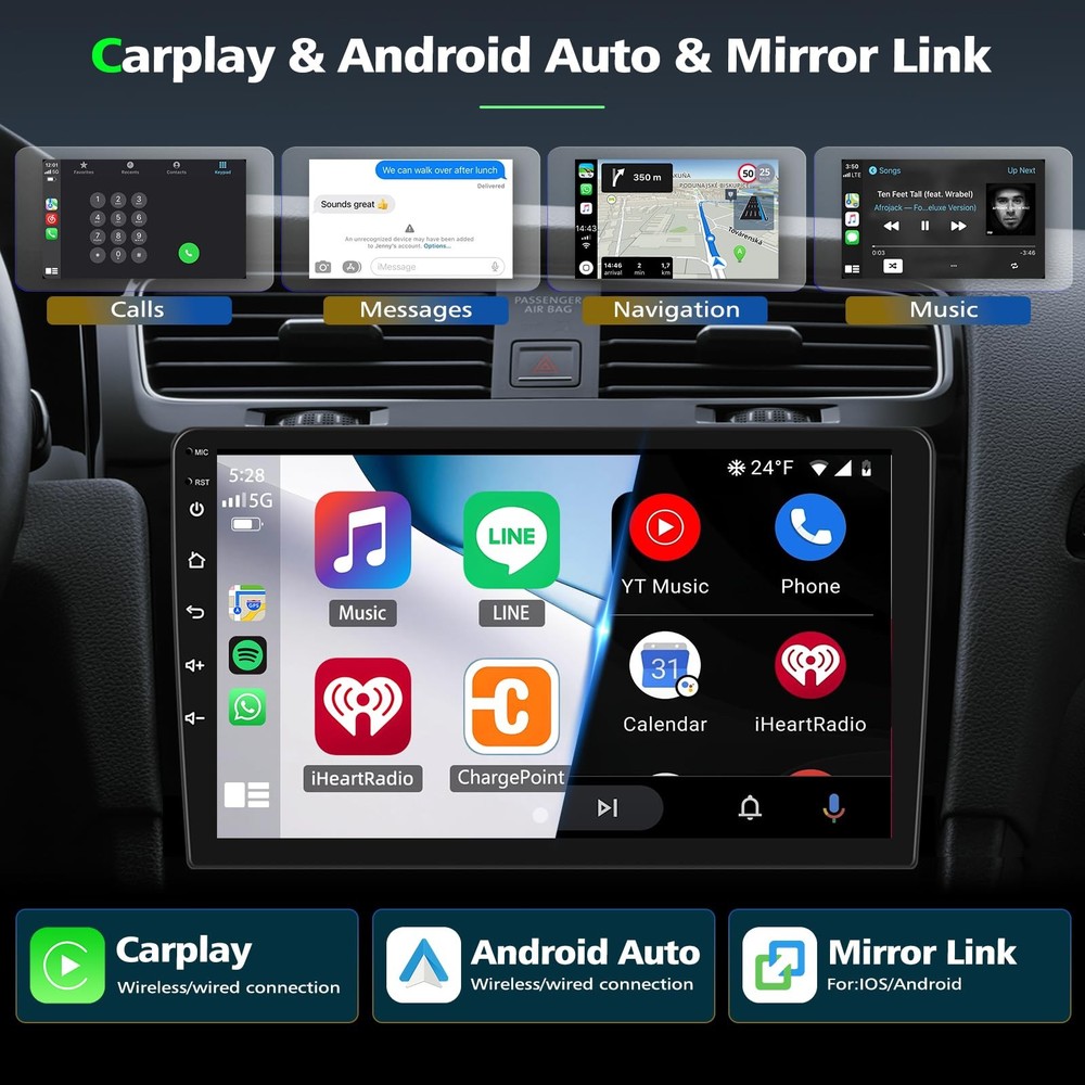 Transit Connect 2010-2014 10 Touchscreen Stereo Wireless Carplay Android Auto