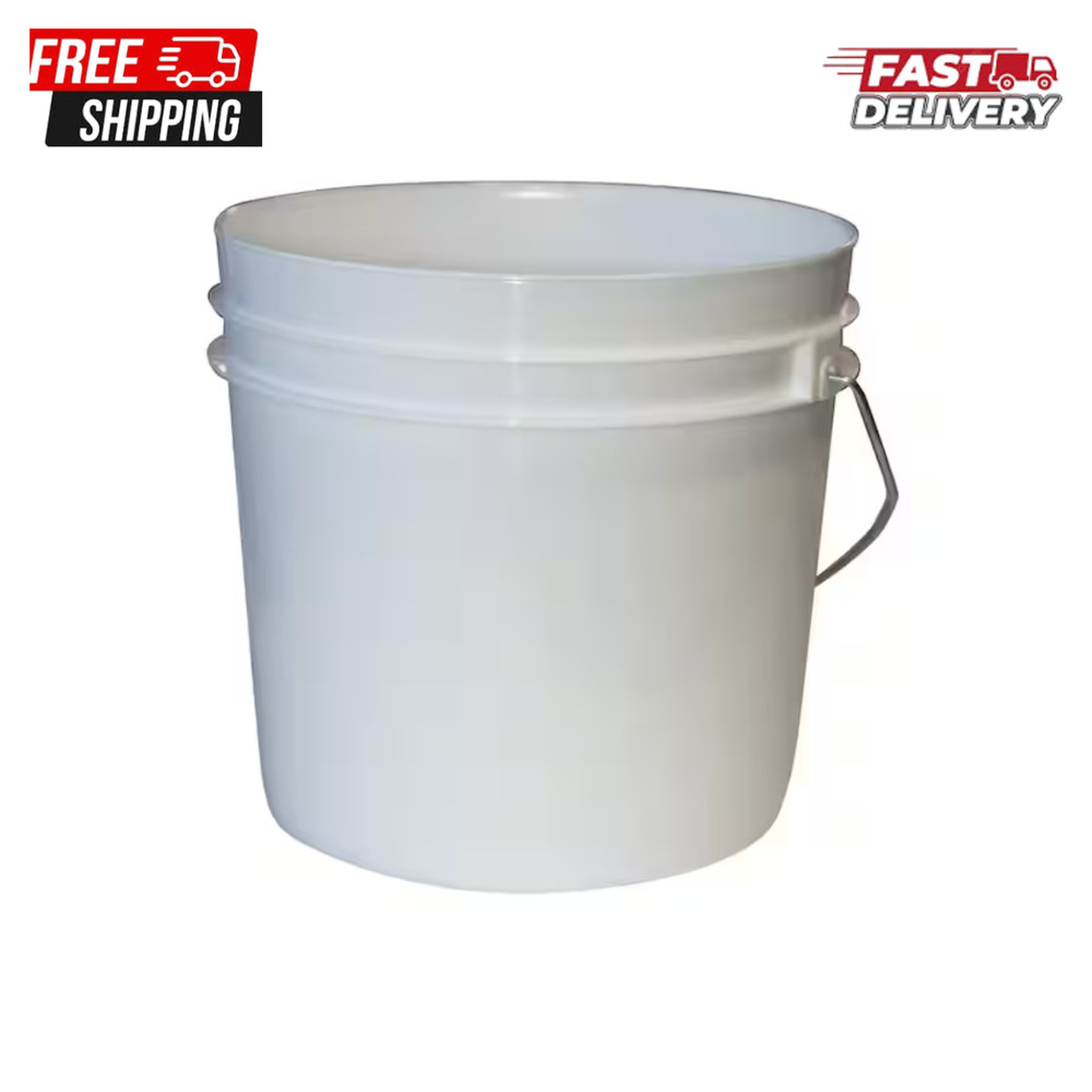 10-pack 1 Gallon Plastic Pails Heavy Duty White Small Paint Buckets Metal Handle