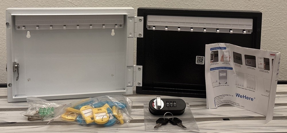WeHere 16 Key Lock Box Wall Mount Combination Safe Black/White w/Tags