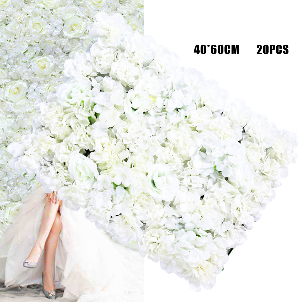 20x Artificial Silk Flower Wall Panel Wedding Party Stage Background Decoration