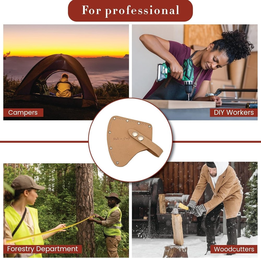 Heavy Duty Leather Axe Sheath with Snap Closure