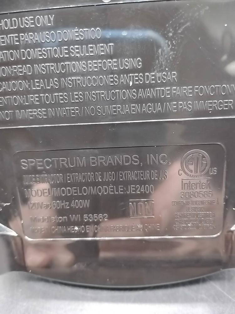 *BASE UNIT ONLY* Black & Decker Juicer Model JE22400 Base Unit Replacement Part