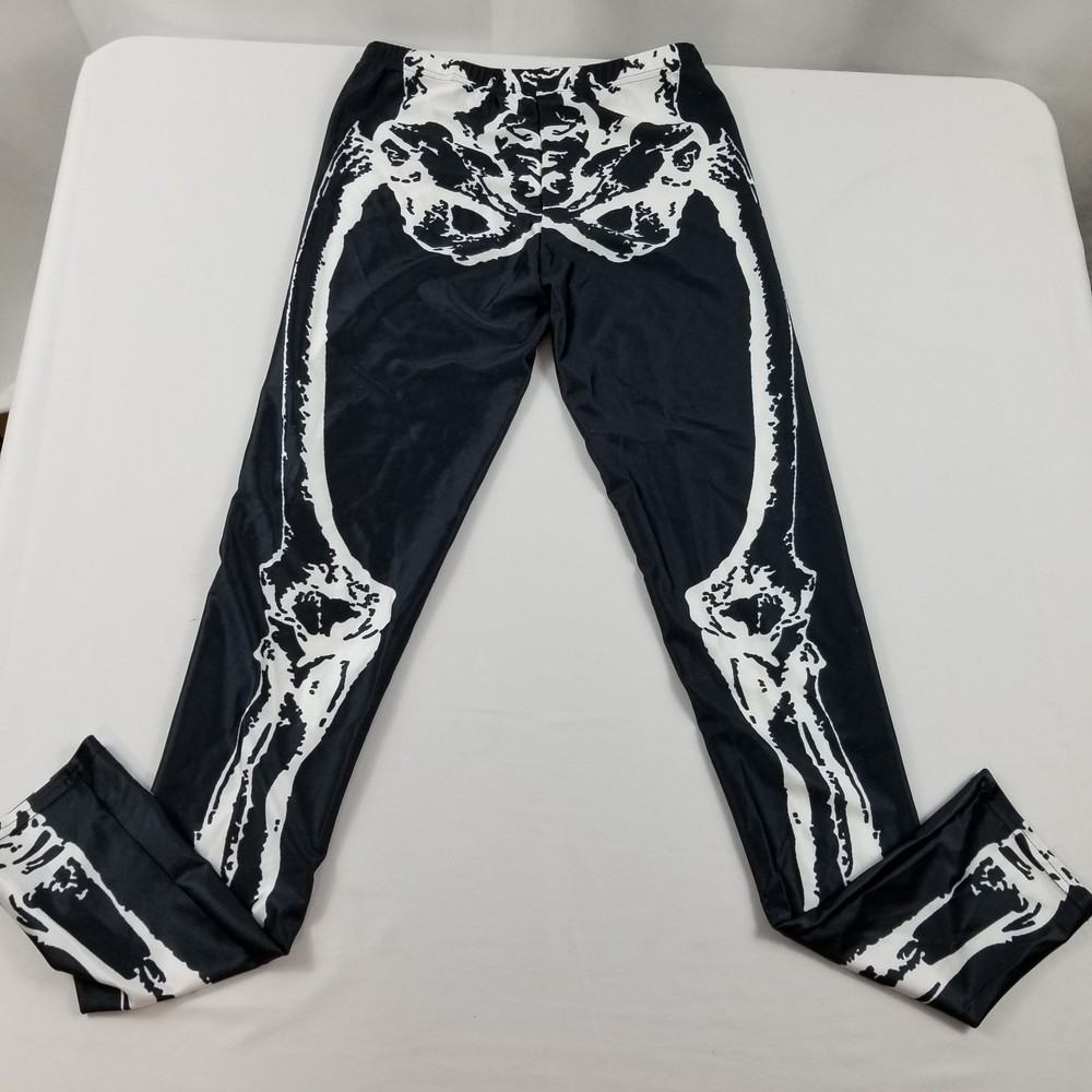 Halloween Leggings Black White Leg Bones Size Small