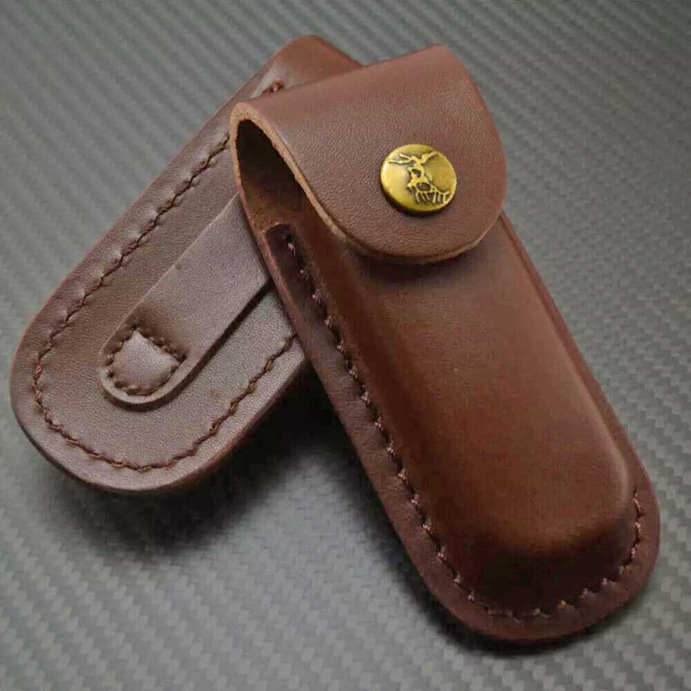 2pcs Leather Sheath Pocket For 5" Belt Carrying Multi Tool Folding Knife Case