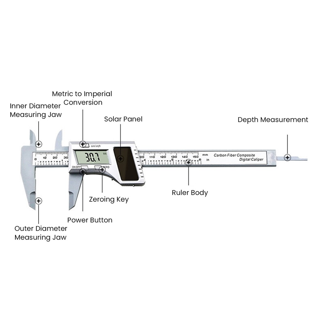 Solar Calipers Solar Plastic Caliper 0‑150mm Electronic Digital Display GD AC