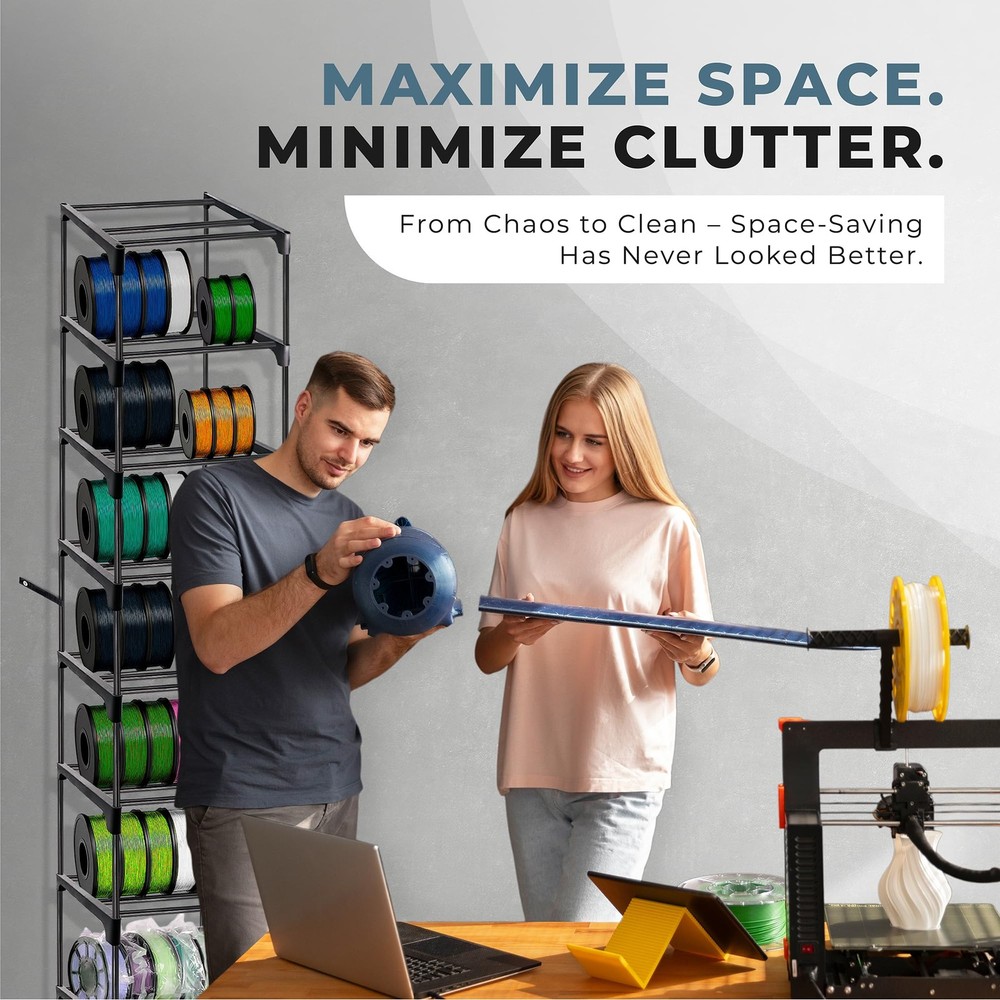 HoHpHq 9-Tier 3D Printer Filament Spool Storage Rack with L, multicolor