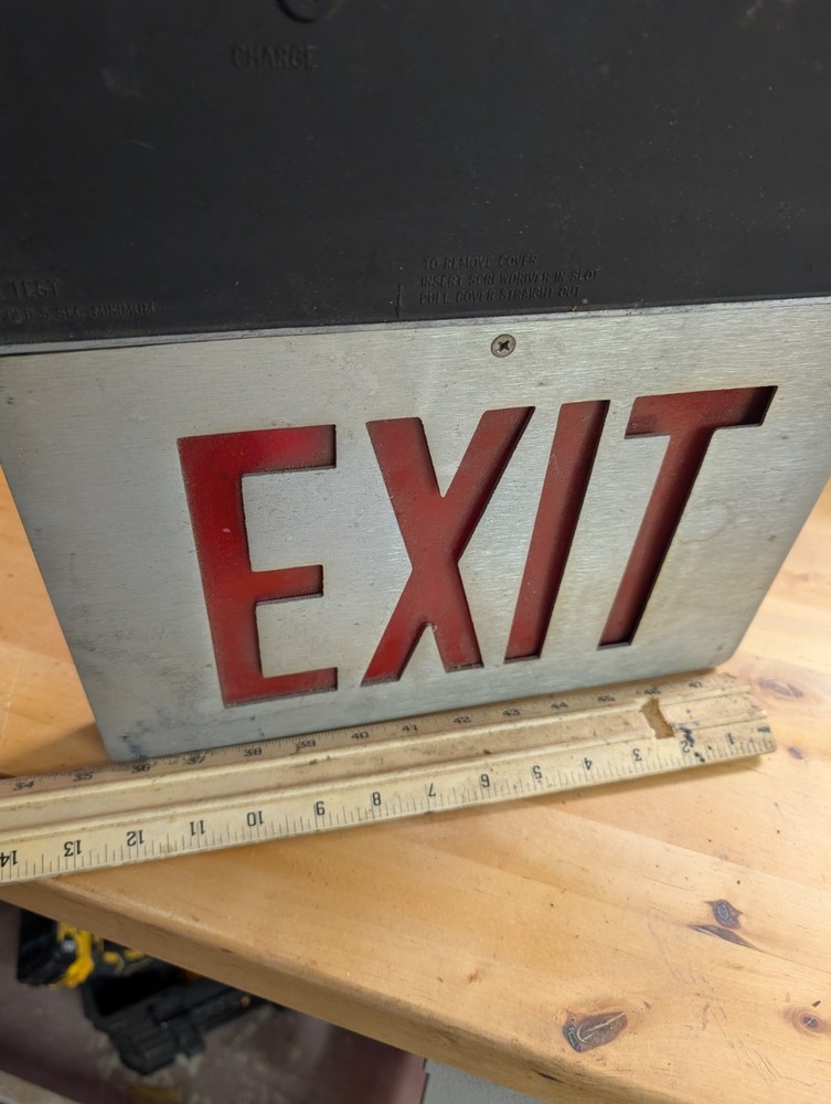 Vintage EXIT Sign Cast Aluminum Light Single Sided - Untested