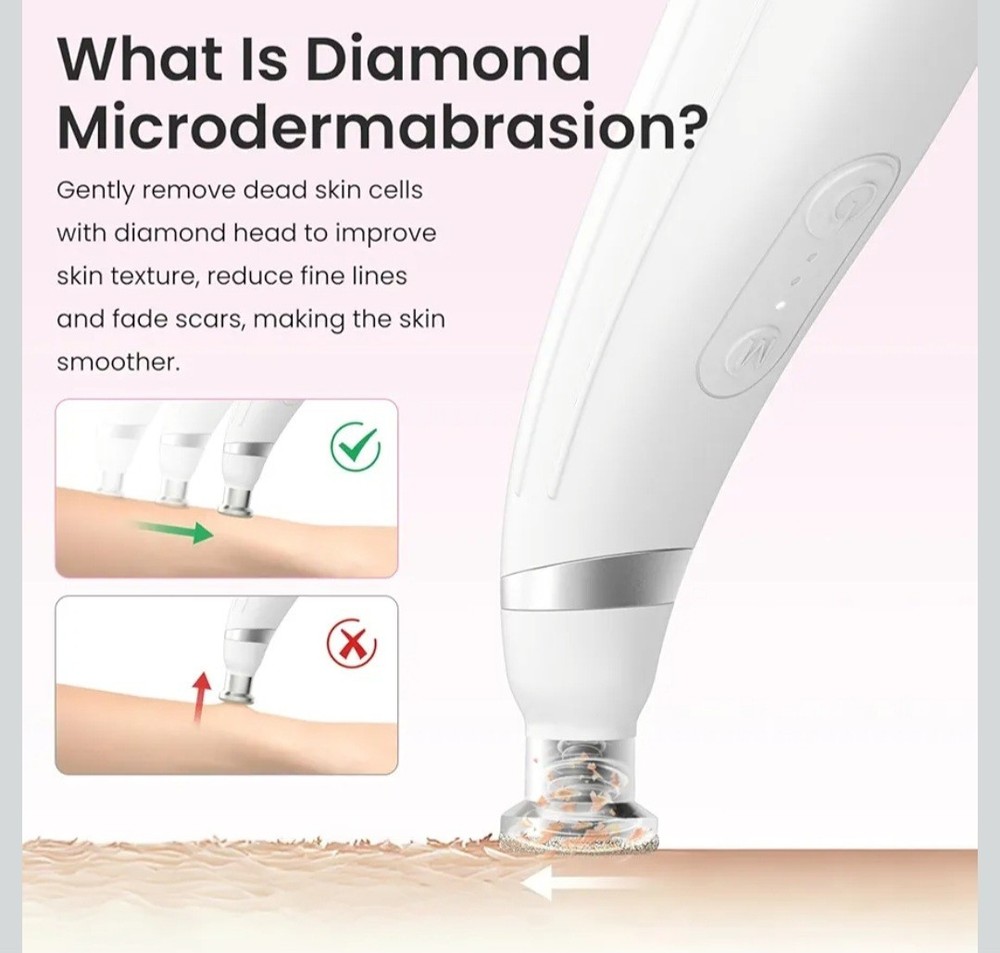 Diamond Microdermabrasion Handheld Machine, 3-Level Suction, Professional Sealed