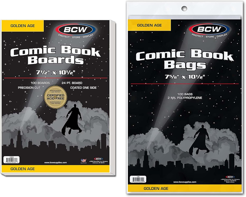 Golden Age Comic Bags and Backing Boards - 100 Ct