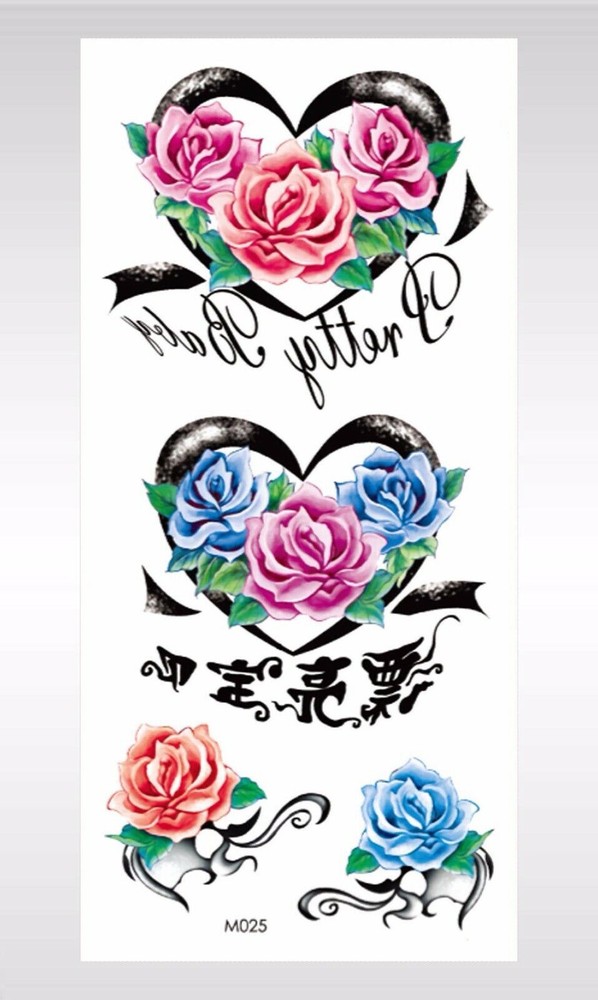 10 sheets Removable butterfly rose temporary tattoo