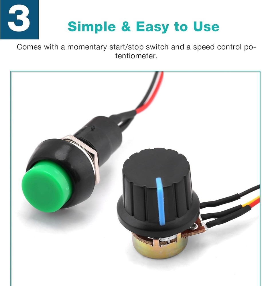 Versatile PWM DC Motor Speed Controller 6-60V with LED Display & Stepless Con...