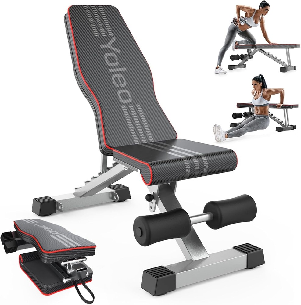 Yoleo Adjustable Weight Bench for Full Body Workout; Foldable Bench Press Bench