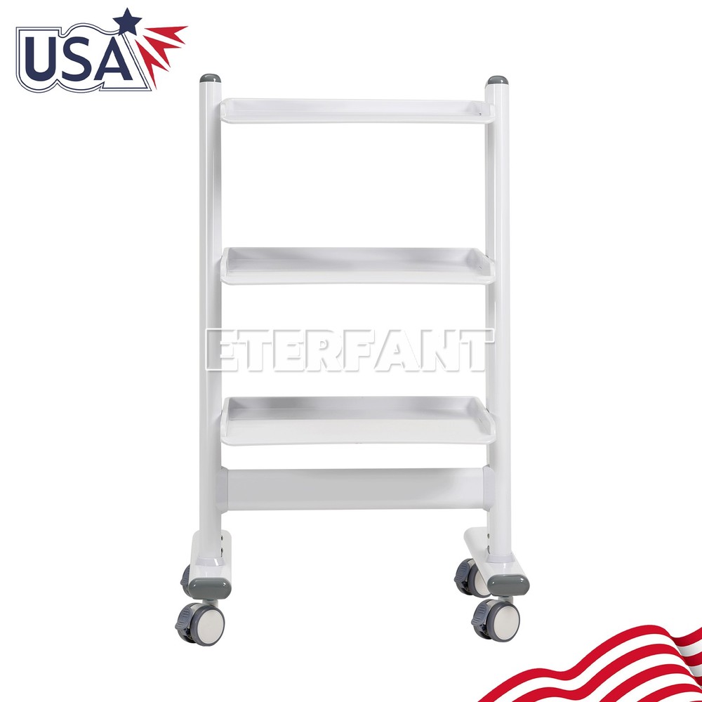 Lab Trolley Rolling Cart 3-Layer ABS Lab Serving Cart with Wheels/Socket