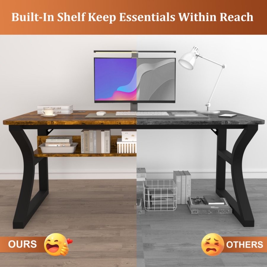 55 Inch Home Office Computer Desk Writing Work Study Table with Reinforcement