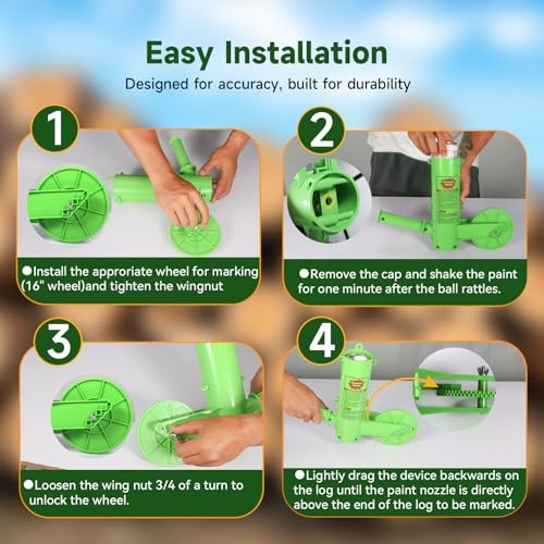 Firewood Marker Tool - Automatic Paint Marking Device with 16'' Roller Wheel,