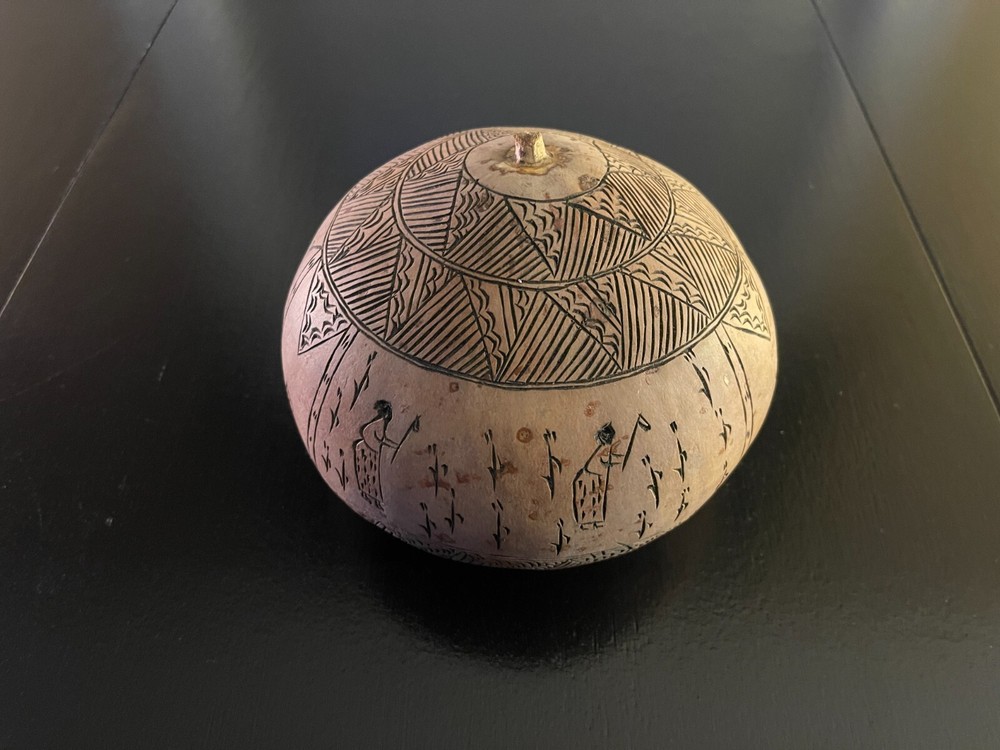 Hand Carved Gourd - Elephant, Cattle Motif
