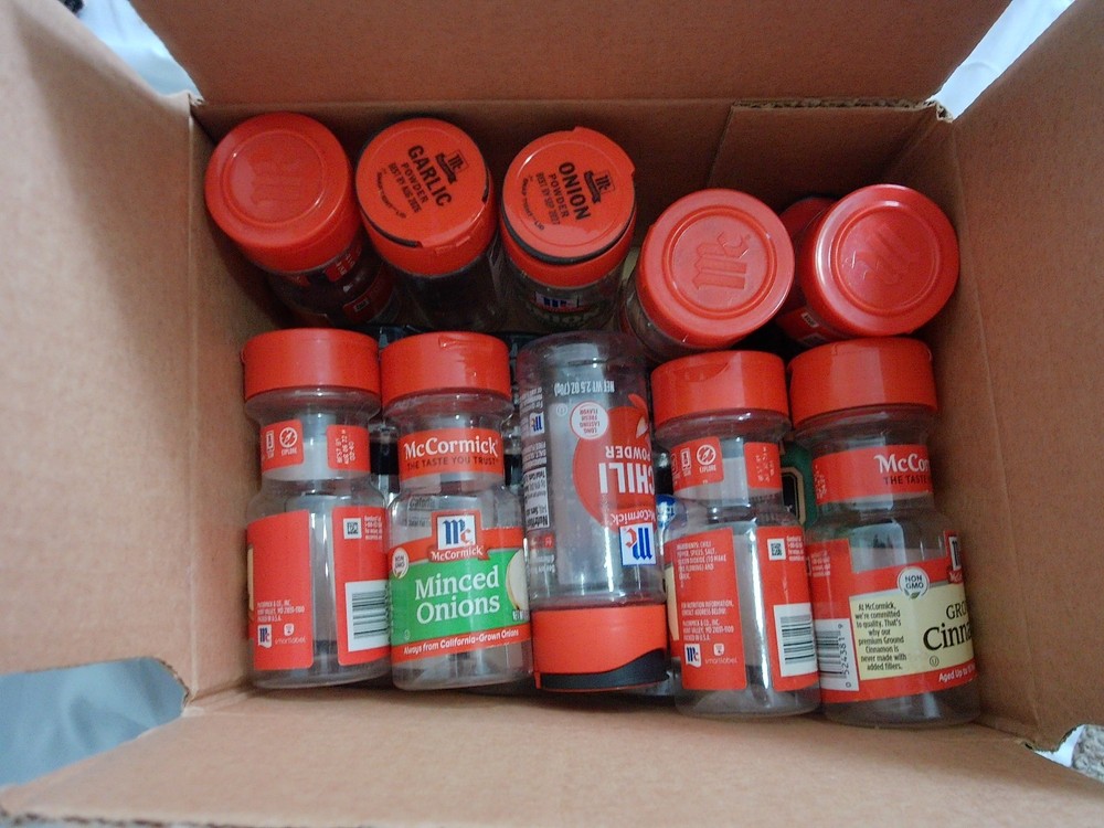 Lot of 15 Various Empty Plastic Spice Storage Bottles