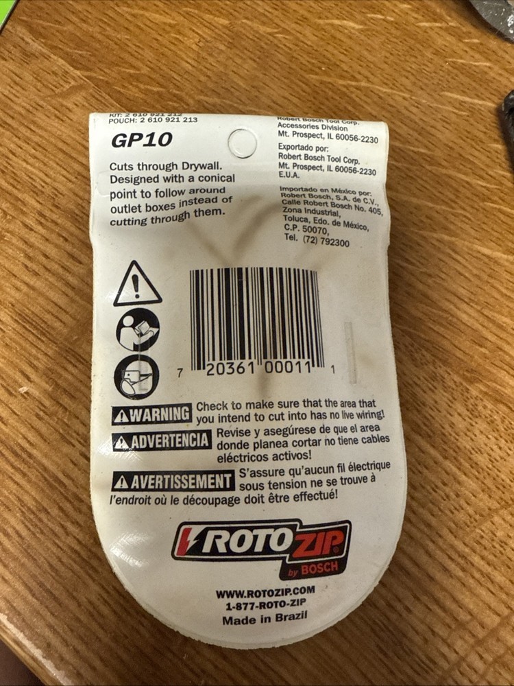10 Bits Roto Zip Guidepoint Zip Bits 1/8" GP10 For Drywall