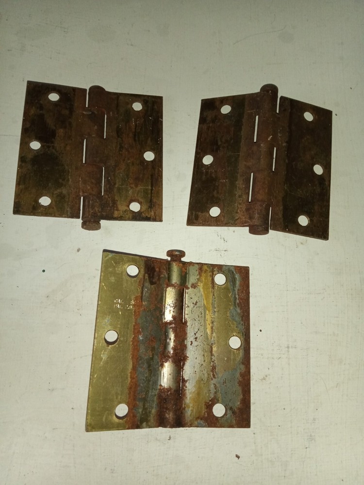 3 Vintage Door Hinges Brass